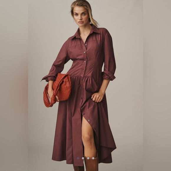 By Anthropologie Drop Waist midi shirt dress - Picture 4 of 14